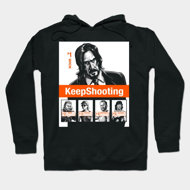 KeepShooting (black tee) Hoodie by BER